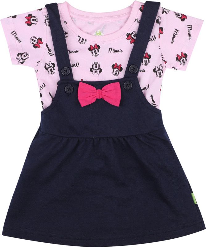 Girls Minnie Casual Top Dungaree  (Multicolor)