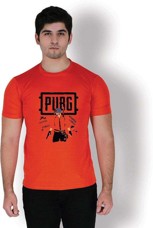 Men Graphic Print Round Neck Viscose Rayon Red T-Shirt