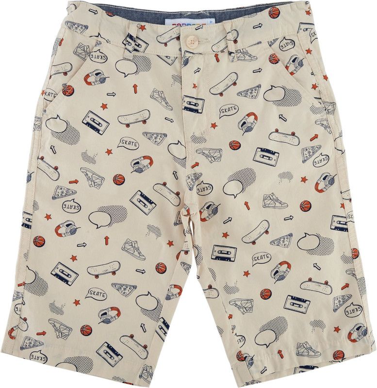 Short For Boys Casual Printed Polycotton  (Beige, Pack of 1)