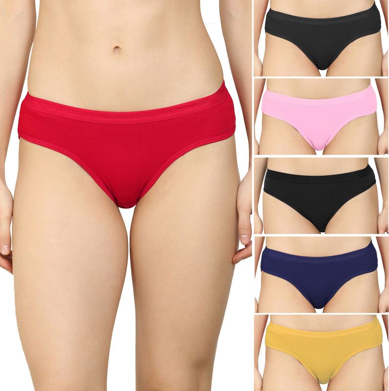 Pack of 6 Women Hipster Black, Blue, Red, Pink, Gold, Grey Panty