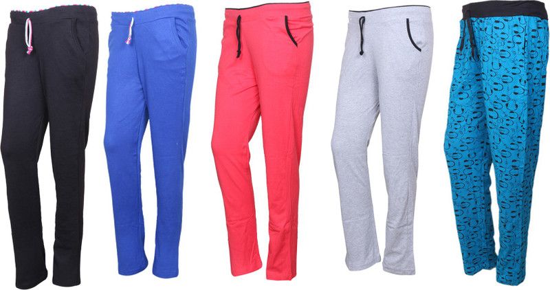Pack of 5 Women Printed Multicolor Track Pants