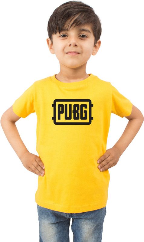 Boys & Girls Printed Pure Cotton T Shirt  (Yellow, Pack of 1)