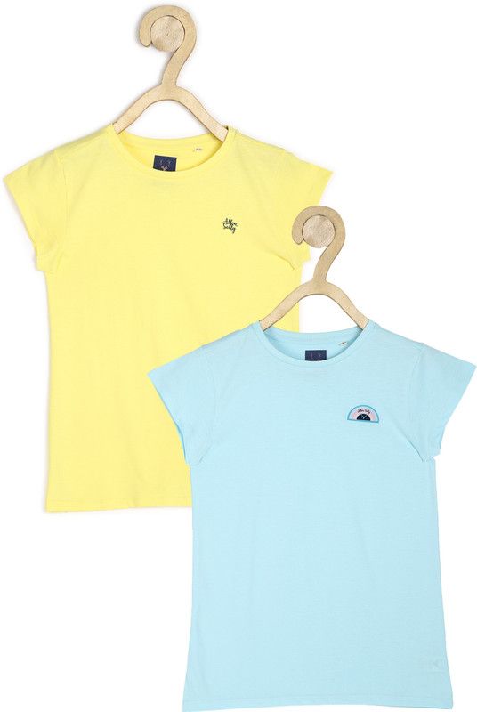 Girls Casual Pure Cotton Knit Top  (Yellow, Pack of 2)