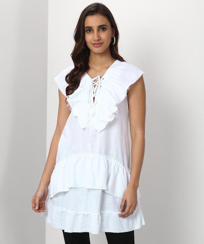 Party Cape Sleeves Solid Women White Top