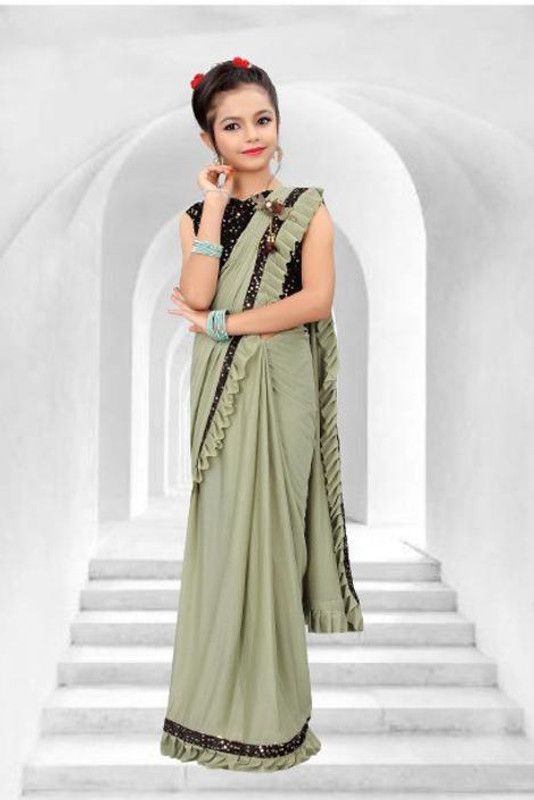 Embellished Bollywood Pure Silk Saree  (Light Green)