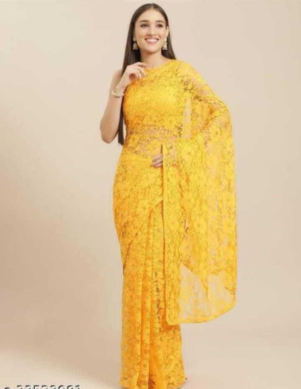 Fashion Net Saree  (Yellow)
