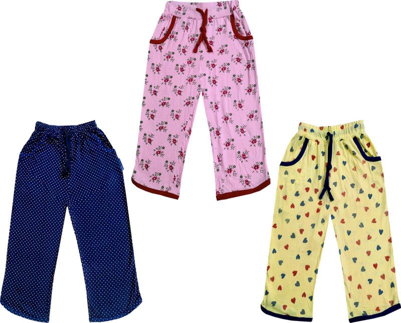 Capri For Girls Casual Floral Print Pure Cotton  (Multicolor Pack of 3)