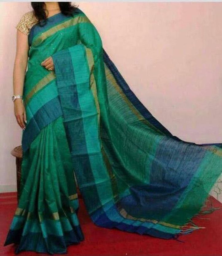 Solid/Plain Bollywood Silk Blend Saree  (Light Green)