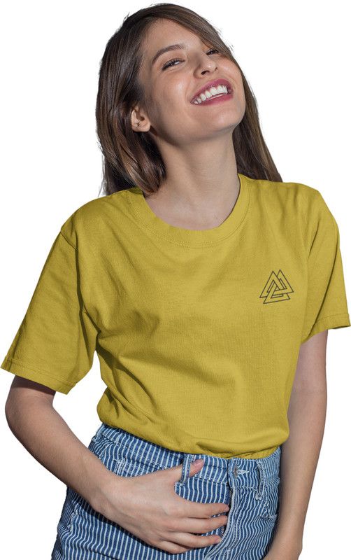Casual T-Shirts for Women Women Solid Round Neck Pure Cotton Yellow T-Shirt