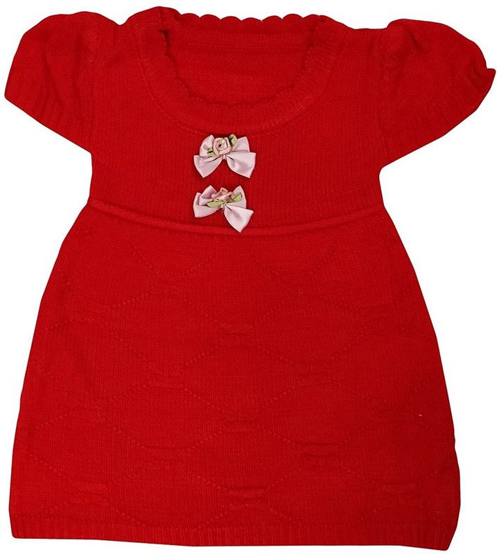 Girls Casual Acrylic Blend A-line Top  (Red, Pack of 1)