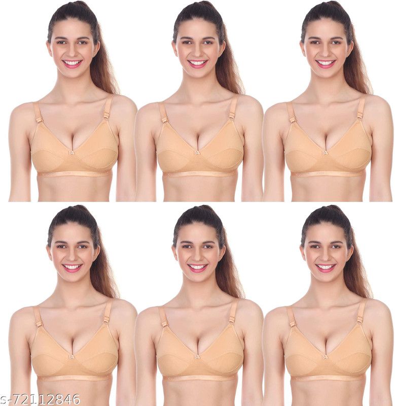 Pack of 6 Women Bralette Non Padded Bra  (Gold)