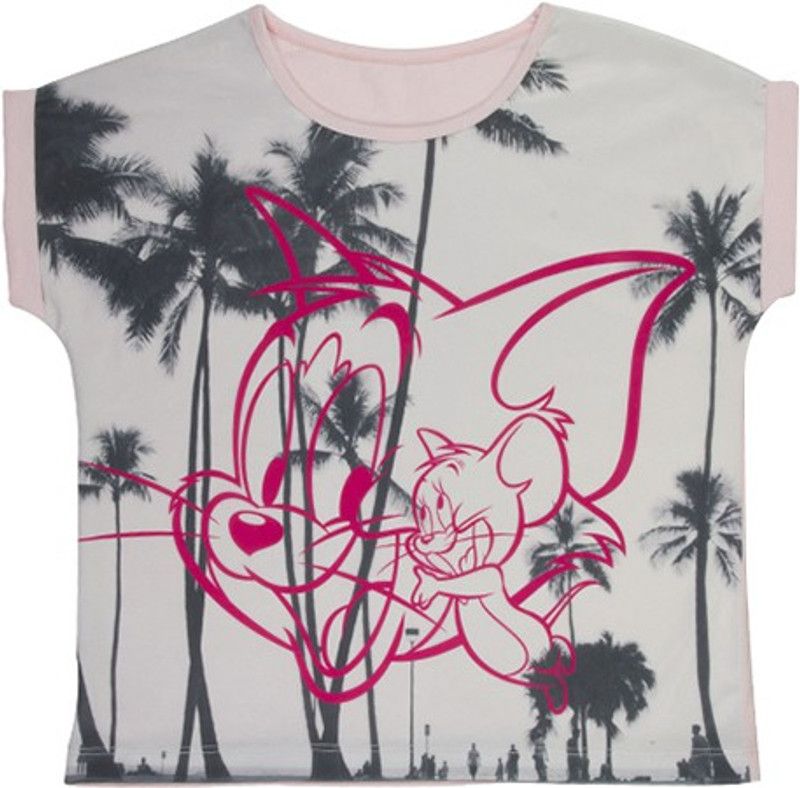 Tom & Jerry Girls Casual Top  (White, Pack of 1)