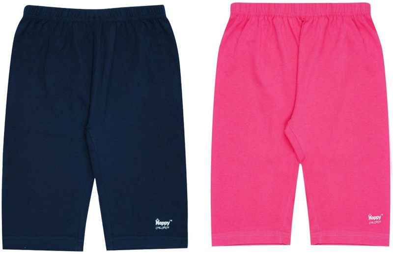 Short For Girls Casual Solid Cotton Lycra Blend  (Pink, Pack of 2)
