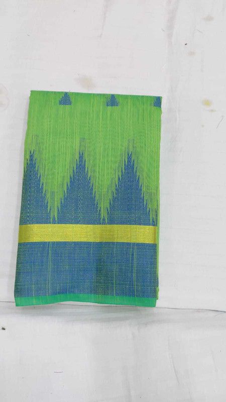 Woven Banarasi Cotton Blend Saree  (Light Green)