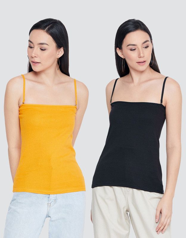 Women Black, Yellow Camisole