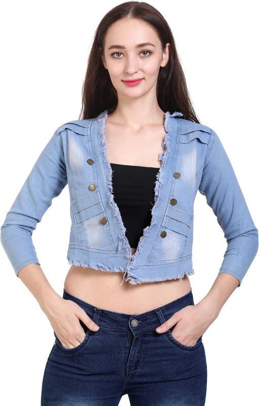 Women 3/4th Sleeve Light Blue Shrug