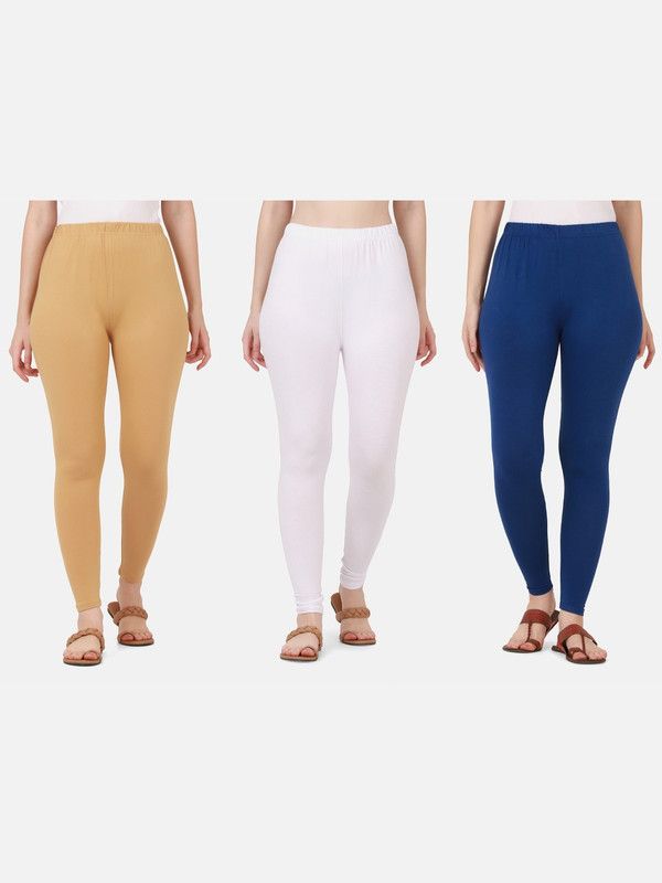 Ankle Length Ethnic Wear Legging  (Beige, White, Blue, Solid)