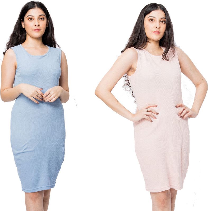 Women Shift Blue, Orange Dress