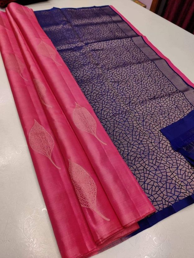 Solid/Plain Kanjivaram Pure Silk Saree  (Pink)