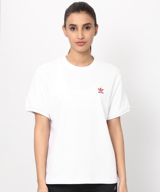 VDAY BF TEE Women Solid Round Neck Poly Cotton White T-Shirt