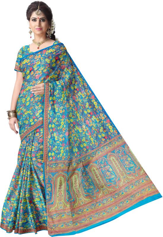 Floral Print Daily Wear Pure Silk Saree  (Multicolor)