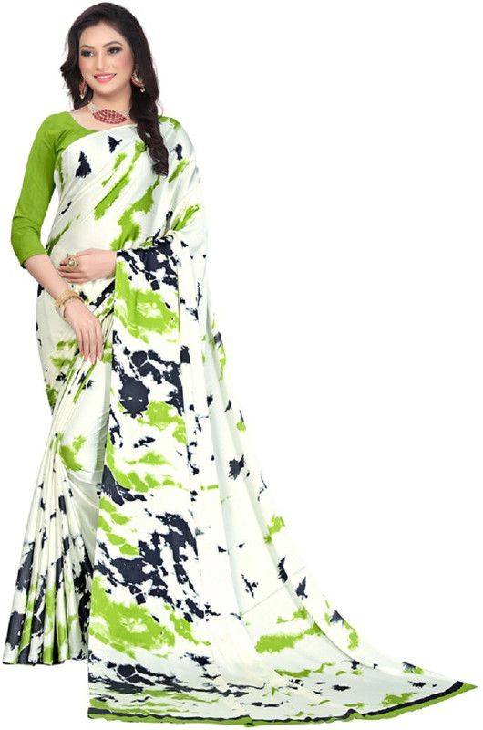 Digital Print Bollywood Crepe Saree  (Green)