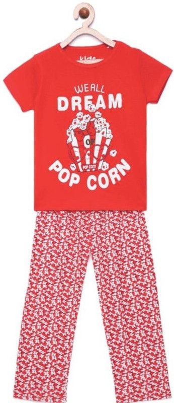 Baby Girls Printed Cotton Blend Kids Nightwear  (Multicolor Pack of 1)