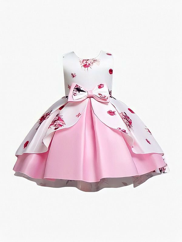 Hello Kitty Girls Midi/Knee Length Festive/Wedding Dress  (Pink, Sleeveless)