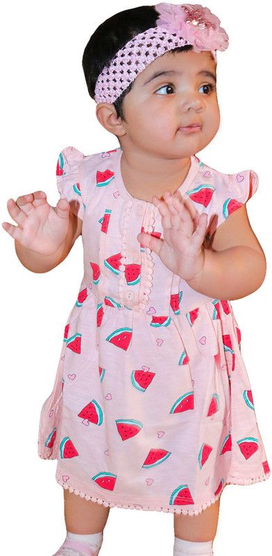 Baby Girls Midi/Knee Length Party Dress  (Pink, Fashion Sleeve)