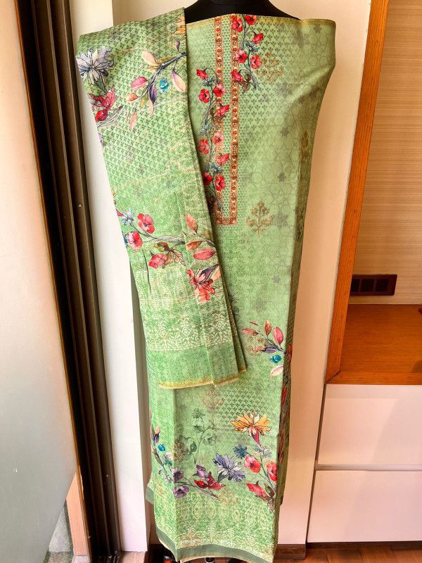 Unstitched Chanderi Kurta & Palazzo Material Floral Print