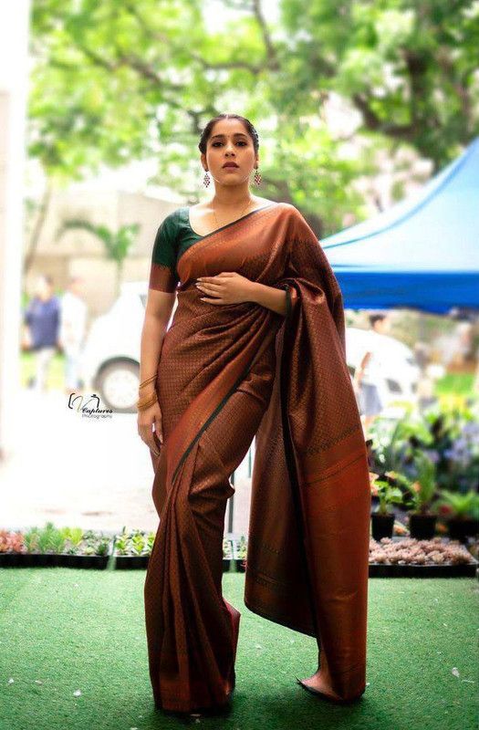 Solid/Plain Kanjivaram Pure Silk, Art Silk Saree  (Green, Gold)