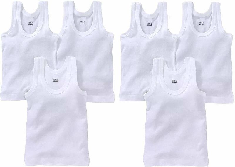 Vest For Baby Boys & Baby Girls Cotton  (White, Pack of 6)
