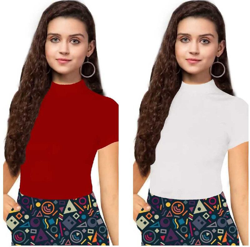 Casual Women White, Red Top