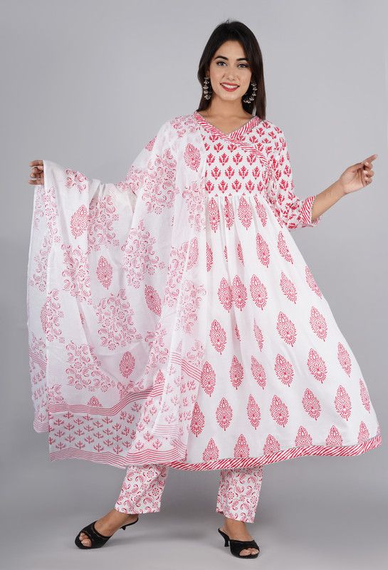 Women Cotton Rayon Kurta, Pyjama & Dupatta Set