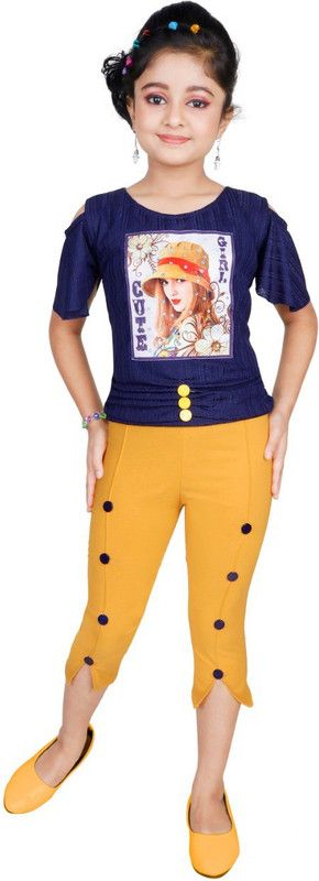 Girls Party(Festive) Capri Top  (Blue)