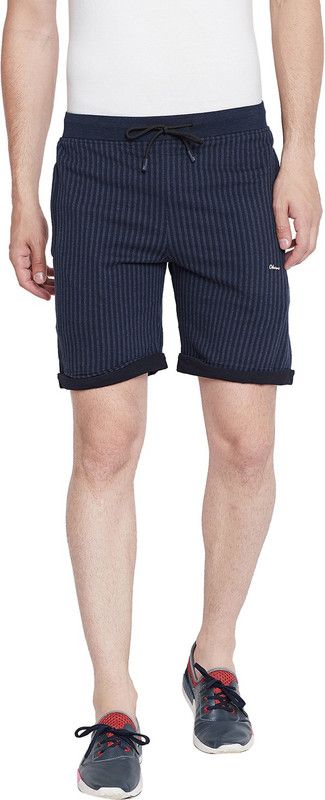 Striped Men Dark Blue Regular Shorts