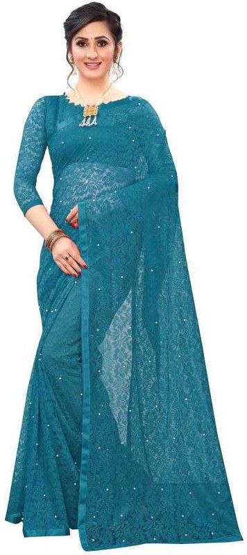 Paisley Fashion Net Saree  (Blue)