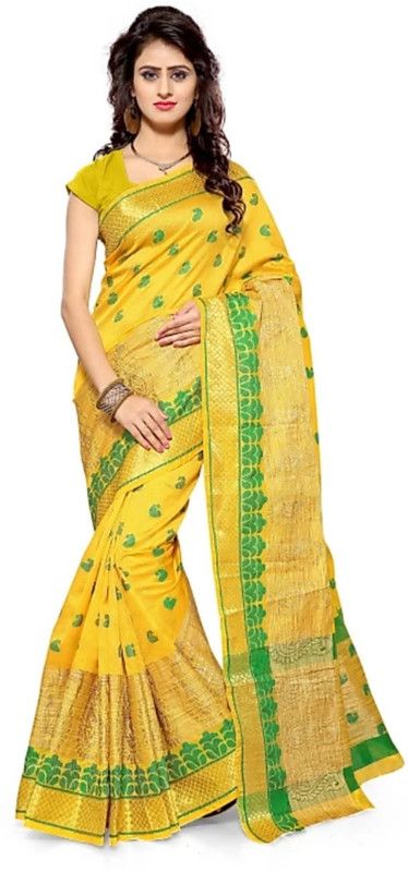 Paisley Banarasi Cotton Silk Saree  (Multicolor)
