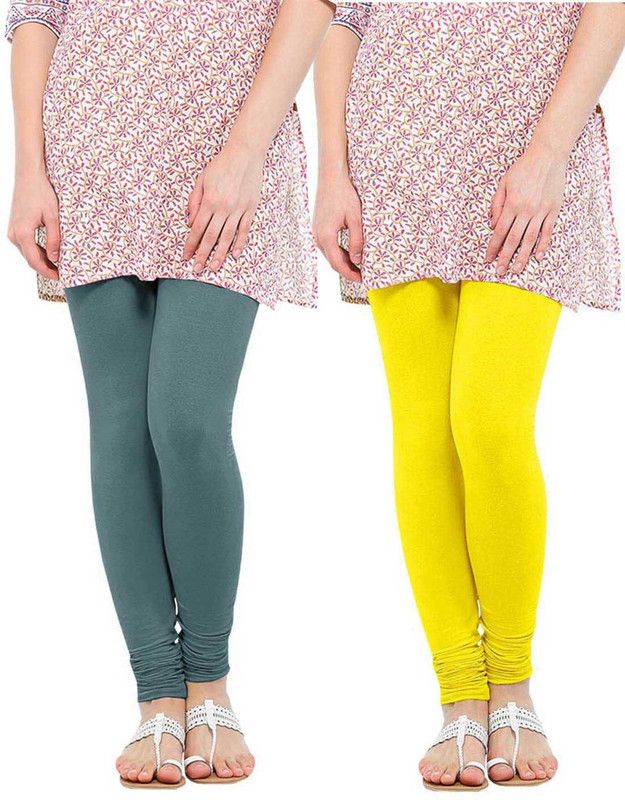 RRTBZ Churidar Ethnic Wear Legging  (Blue, Yellow, Solid)