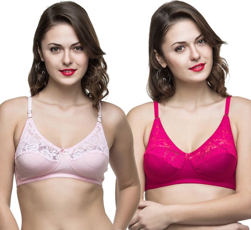 Pack of 2 Women Full Coverage Non Padded Bra  (Pink, Pink)