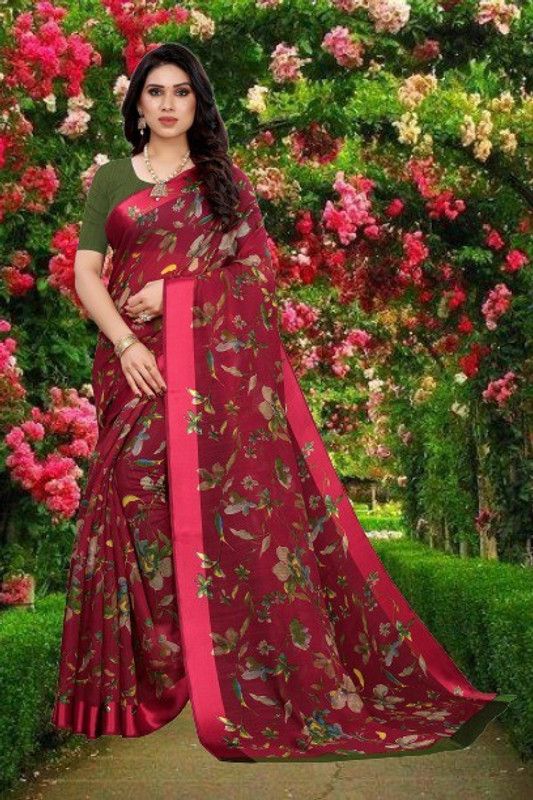 Bhagalpuri Cotton Linen, Chanderi Saree  (Multicolor)