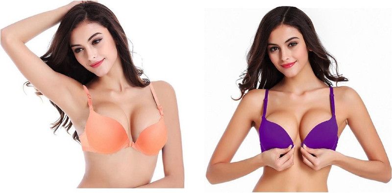 Pack of 2 Women Push-up Lightly Padded Bra  (Purple, Orange)