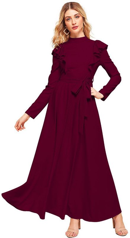 Women Maxi Maroon Dress