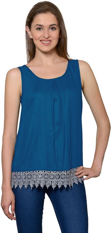 Casual Shoulder Straps Solid Women Dark Blue Top