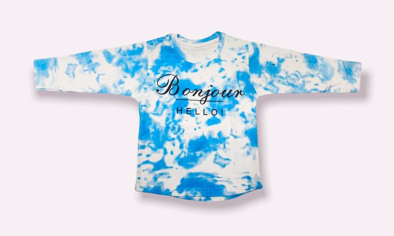 Boys & Girls Printed Cotton Blend T Shirt  (Blue, Pack of 1)