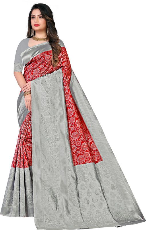 Woven Banarasi Pure Silk, Cotton Silk Saree  (Multicolor)
