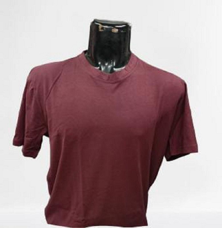 Men Solid Round Neck Organic Cotton Maroon T-Shirt