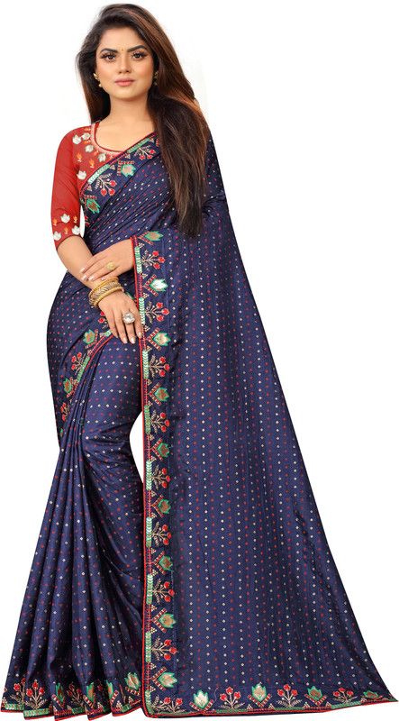 Chanderi Art Silk Saree  (Blue)