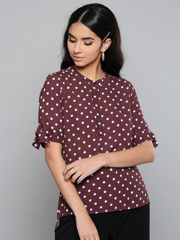 Casual Regular Sleeves Printed Women White, Brown Top