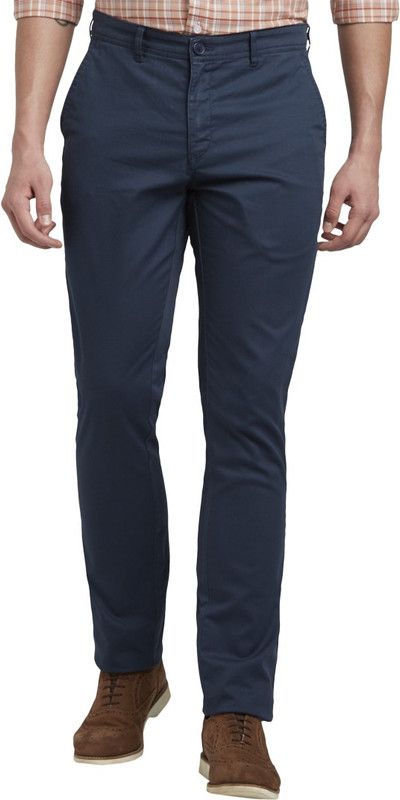 Men Regular Fit Orange Polycotton Trousers